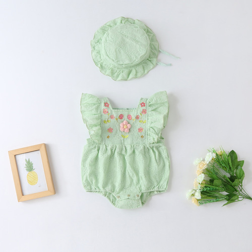 Baby Embroidered Cross-border Instagram Children's Summer Outfit for Infants Crawling Suit Newborn Hairy Baby Skirt