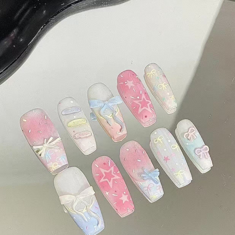 Sweet Candy Cake Semi-Handmade Manicure Wearable Manicure Dopamine Bow Summer Cat Eye Nails Whitening Classy Manicure Sweet Candy Cake Semi-Handmade Manicure Wearable Manicure Dopamine Bow Summer Cat Eye Nails Whitening Classy Manicure