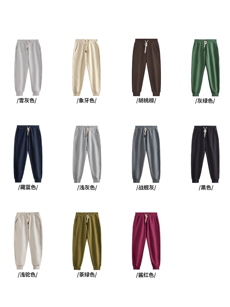 470g Otoño e Invierno pesado tobillo-atado cordón engrosado forro de lana gruesa de los hombres y las mujeres de la marca de moda casual tobillo-atado pantalones de chándal moda
