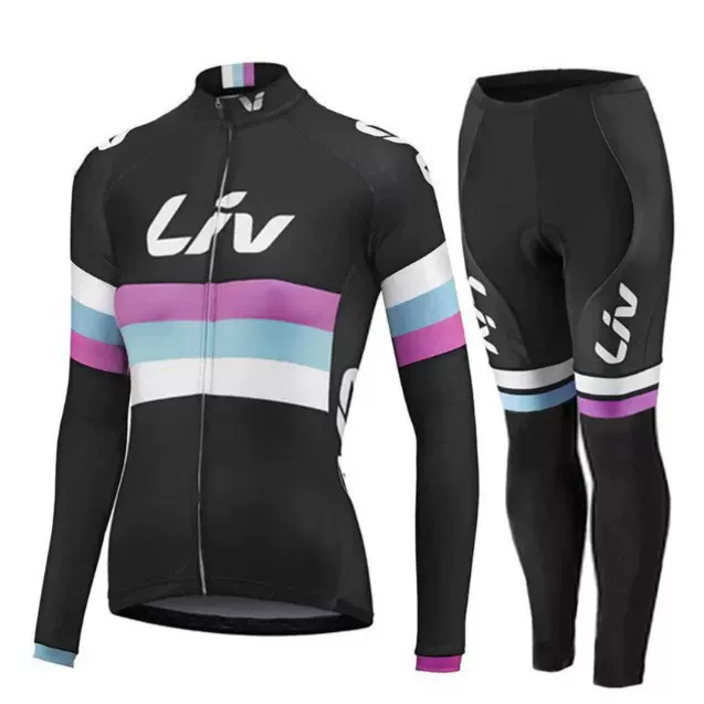 跨境现货LIV女款车队长版袖自行车骑行服套装春秋透气环法骑行服