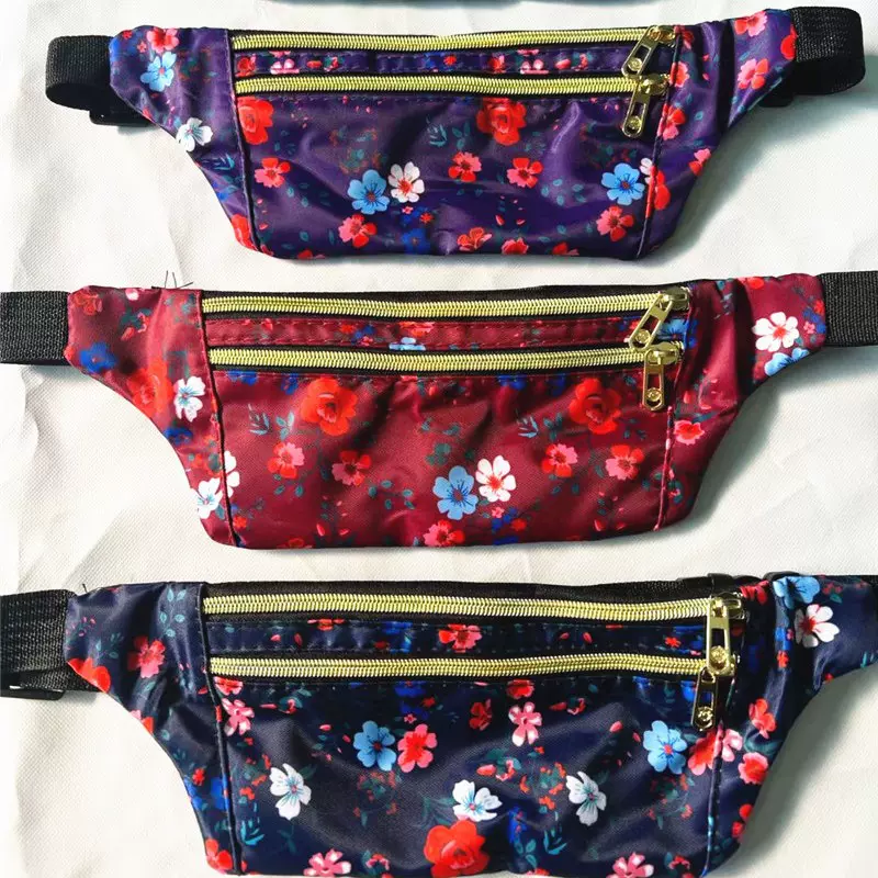 腰包胸包男士女士斜挎包腰带包零钱包手机包外贸货源复古印花花朵
