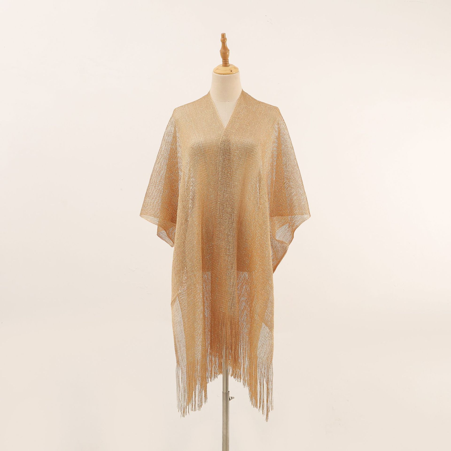 Cross-border Explosions Flat Towel Shawl Gold and Silver Silk Split Fashion Beach Clothes Holiday Sun Protection Shirt Swimwear Scarf in stock