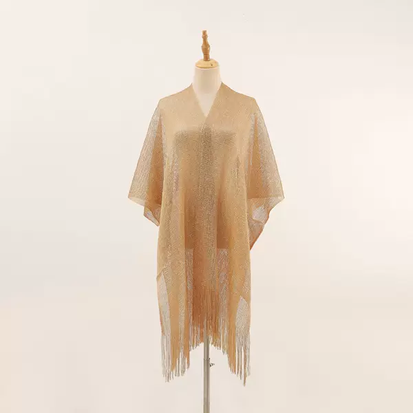Cross-border Explosions Flat Towel Shawl Gold and Silver Silk Split Fashion Beach Clothes Holiday Sun Protection Shirt Swimwear Scarf in stock