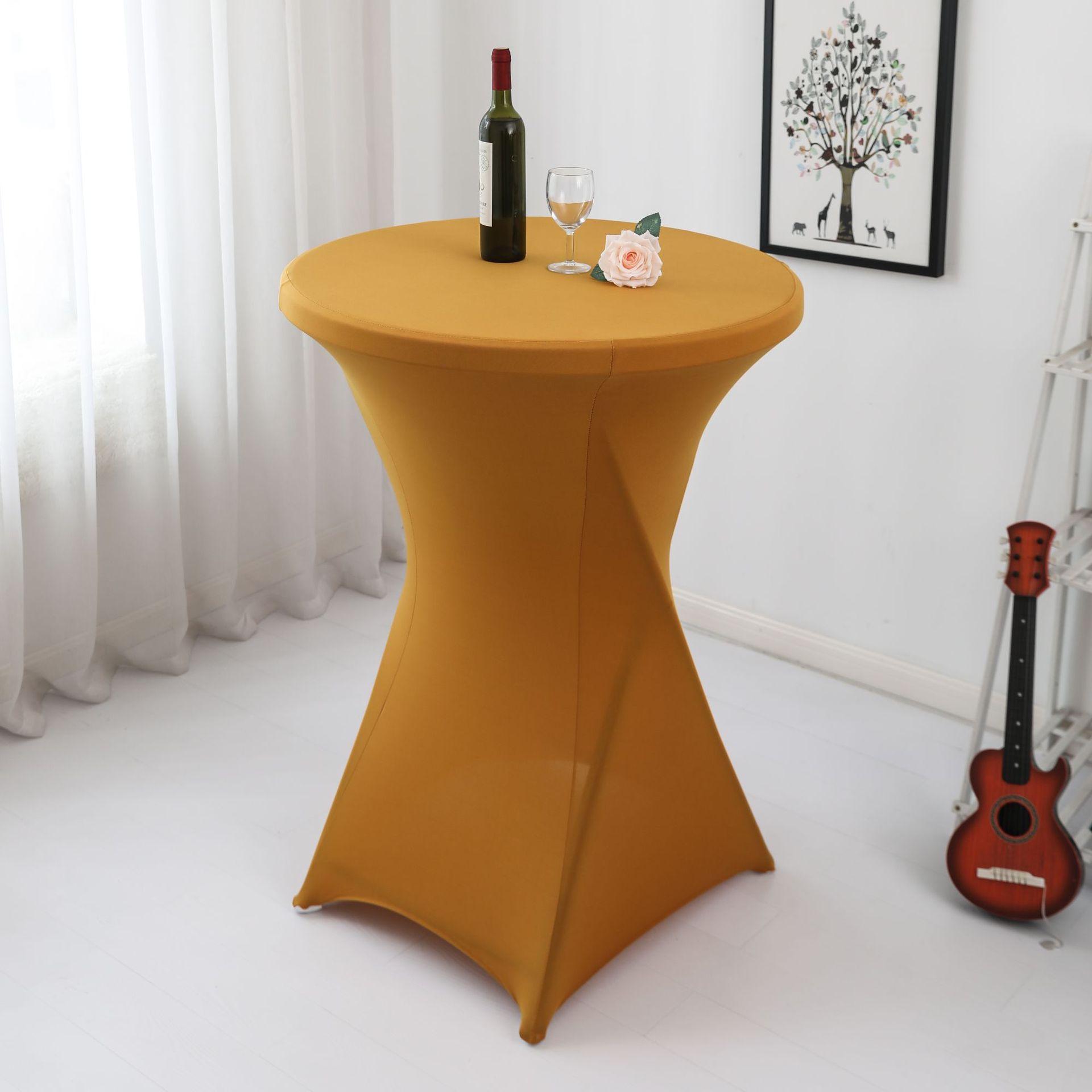 Amazon sólido barra mesa de comedor cubierta de mesa de banquete cóctel cubierta de mesa redonda tela de mesa elástica tabla de pies altos