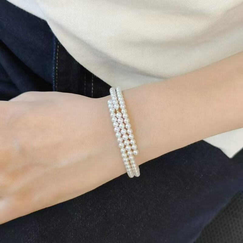 18K Multi-Layered Multi-Circle Perfectly Round 4-5mm Natural Freshwater Baby Pearl Bracelet, Versatile for Everyday Wear 18K Multi-Layered Multi-Circle Perfectly Round 4-5mm Natural Freshwater Baby Pearl Bracelet, Versatile for Everyday Wear