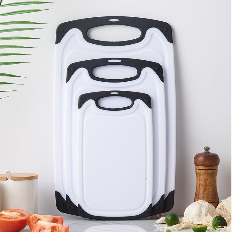 Set de tres piezas de tablero de corte de plástico de paja de trigo de doble cara y tablero de corte de tablero de mesa para cocina