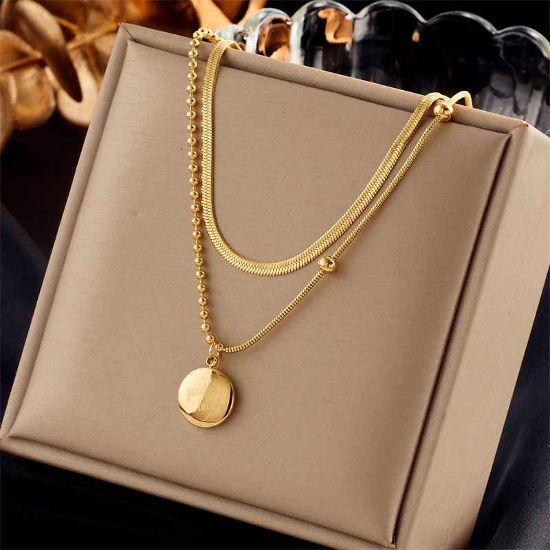 Star, Heart Shape, Butterfly Pattern Wholesale Jewelry Lady Star Heart Shape Butterfly Titanium Steel Irregular Plating Necklace