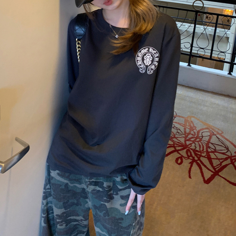 "Western Love Poem" American Long-Sleeved T-Shirt for Women 2025 New Slim Design Printed Top