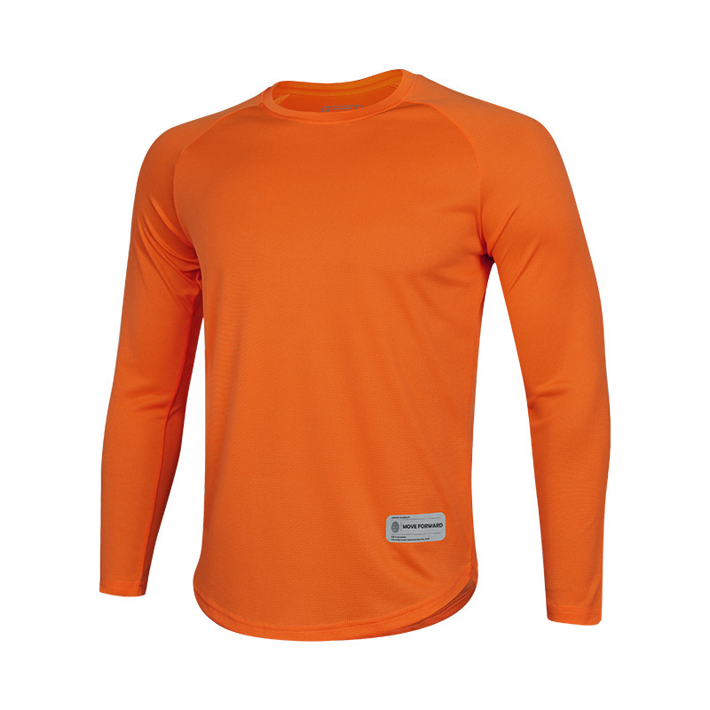 Trajes de gimnasio estadounidenses de manga larga para hombres de otoño y invierno camiseta deportiva al aire libre corredor de cuello redondo de la marea ocio relajado rápido secado