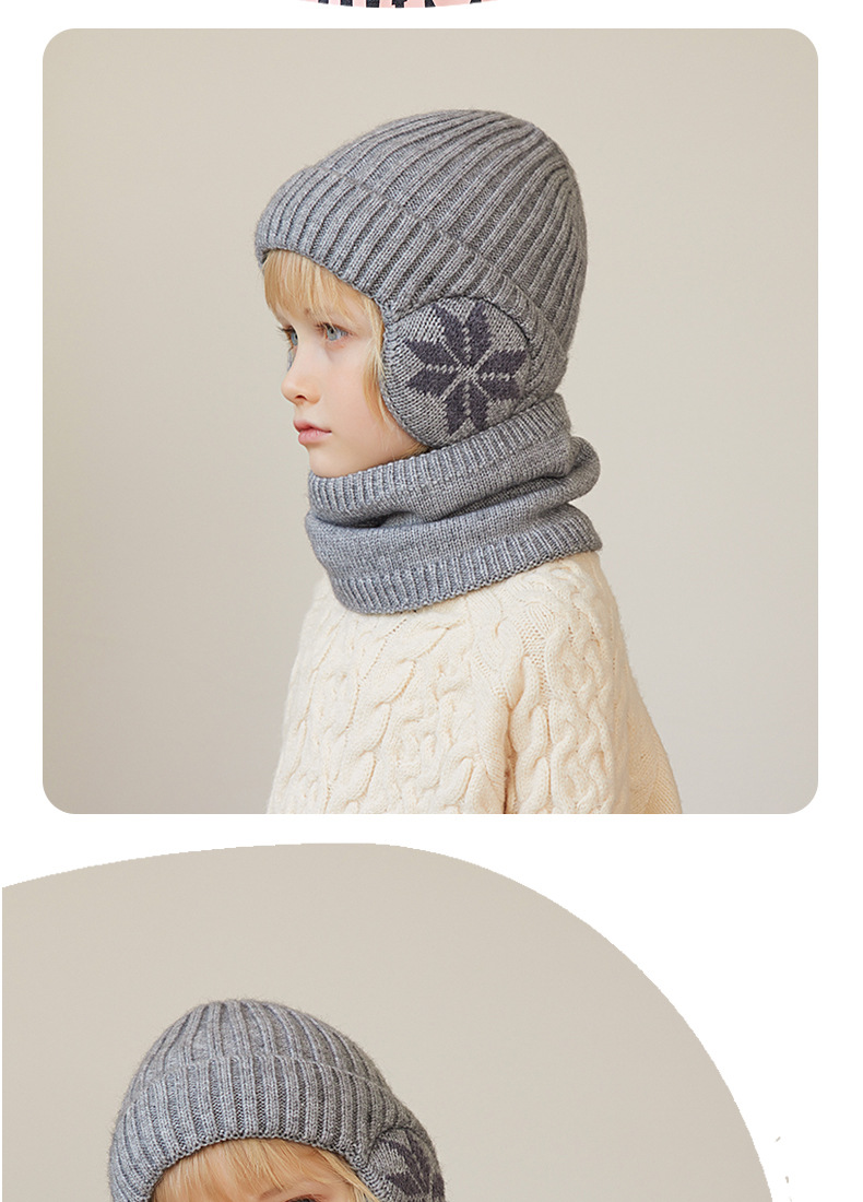 Kindermütze Winter Samt Hals Set Gestrickte Wollmütze Herren und Mädchen Warmer Ohrenschutz Hoodie Kopfkappe_voghion.com