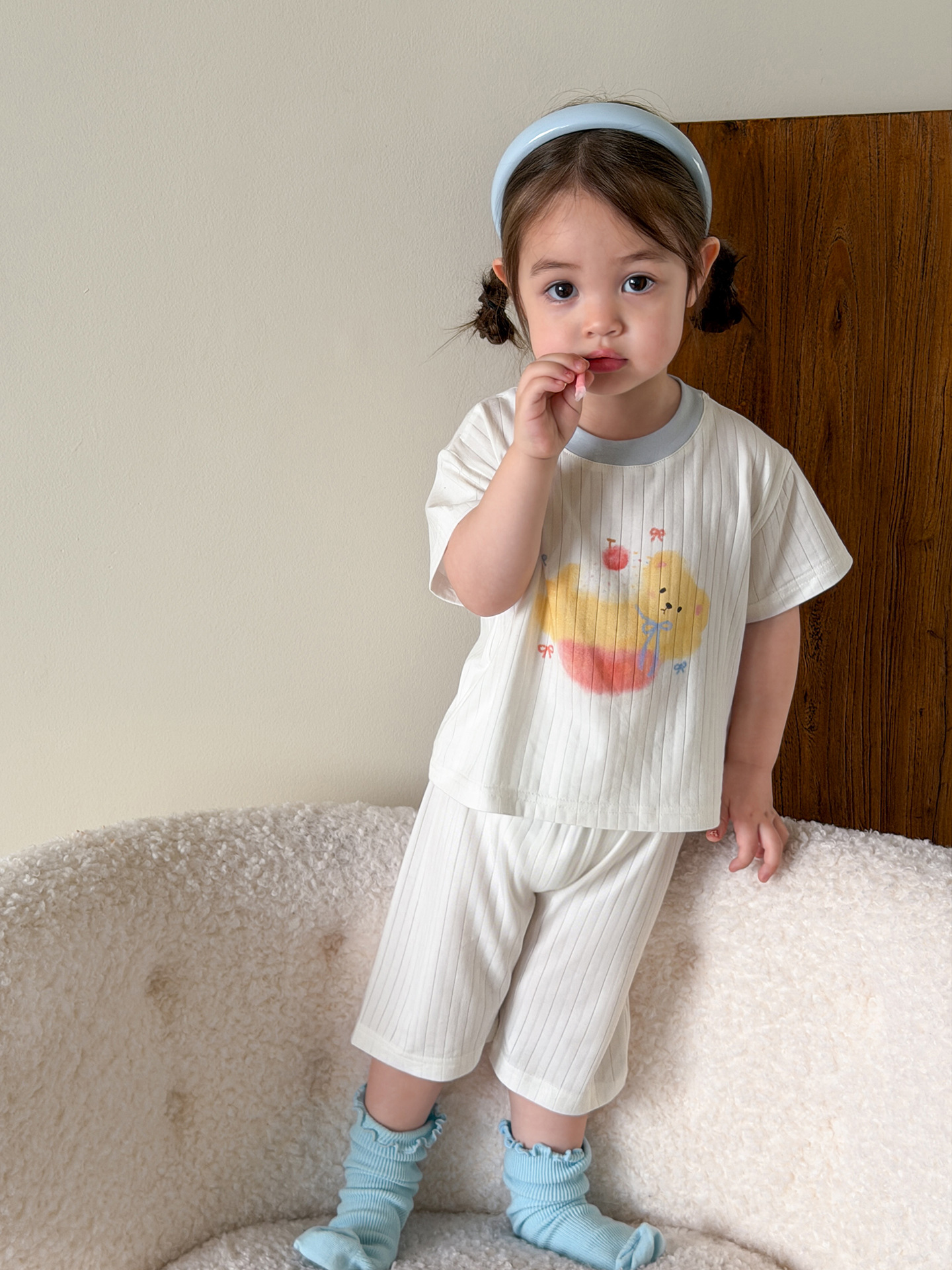 Sugar Pear ropa infantil pijamas para niños verano delgado 2026 ropa casera de mangas cortas para niñas set A ropa de bebé