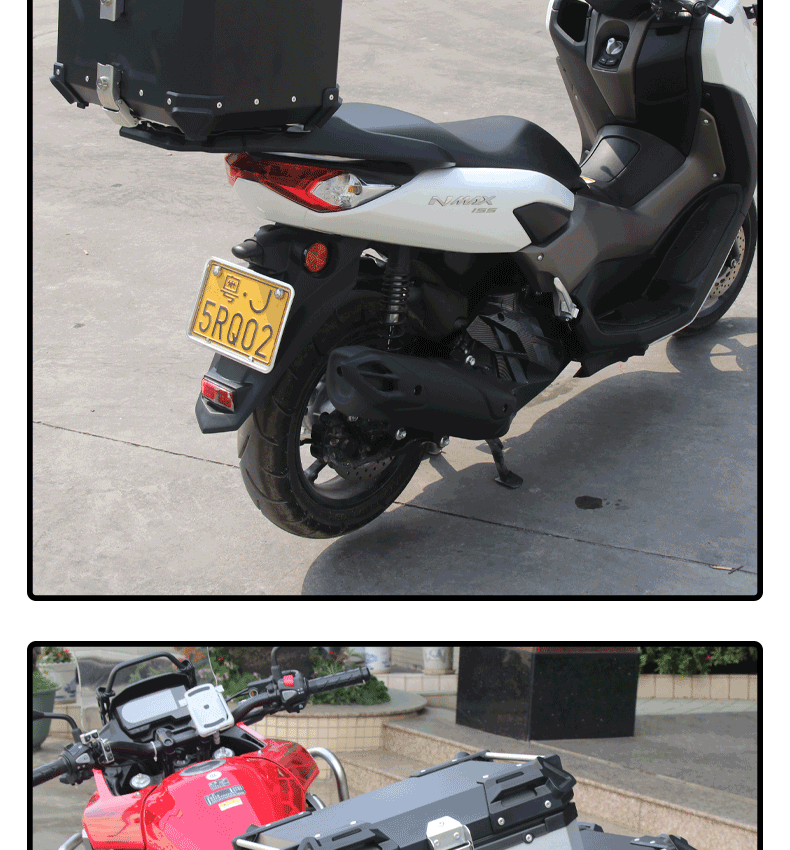 Factory wholesale 45L/65L/100L aluminum alloy trunk embossed waterproof toolbox motorcycle storage trunk