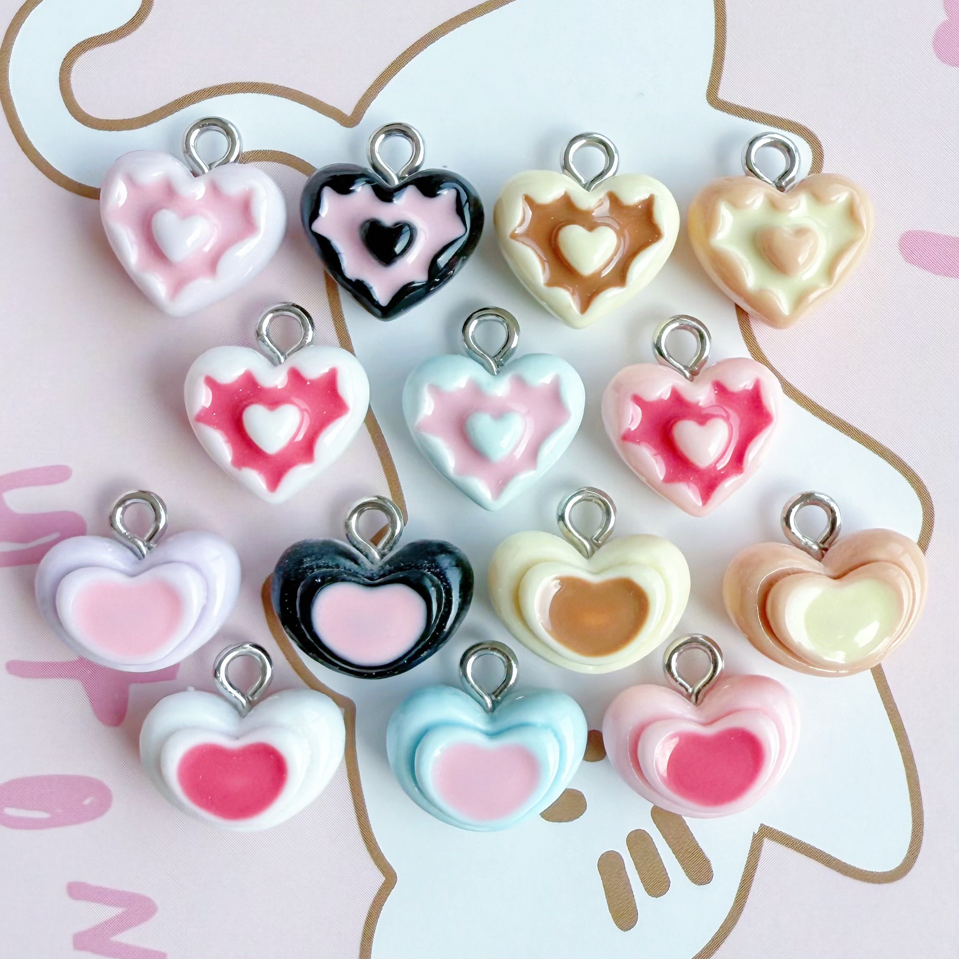 4g Weight Pendant Jewelry Making Type 11 * 13mm Jewelry Making Size DIY Ornament Accessories Classification 1 Piece Quantity Resin Material Heart Shape Pattern All Seasons Season Polished Finish Sweet Style 1 Piece 11 * 13mm Resin Heart Shape Polished Pendant DIY Ornament Accessories 18