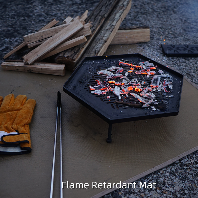 Acampar al aire libre paño ignífugo almohadilla de aislamiento retardante de llama de alta temperatura de silicona resistente fibra de vidrio barbacoa fuego manta anti-escaldadura estera de mesa