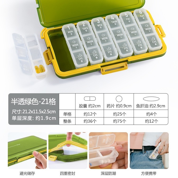 薬箱は一週間七日間に薬器を分けます。携帯で小薬箱を分けます。老人は薬を飲んで一日三食を注意します。|undefined