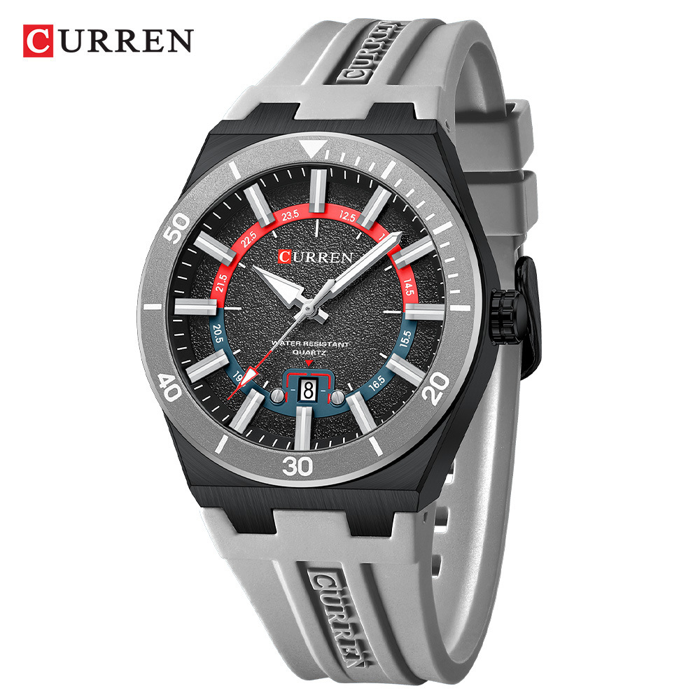 CURREN Reloj de pulsera para hombres CURREN 8491 moda deportivo cinta adhesiva calendario de cuarzo puntero reloj de pulsera image 8