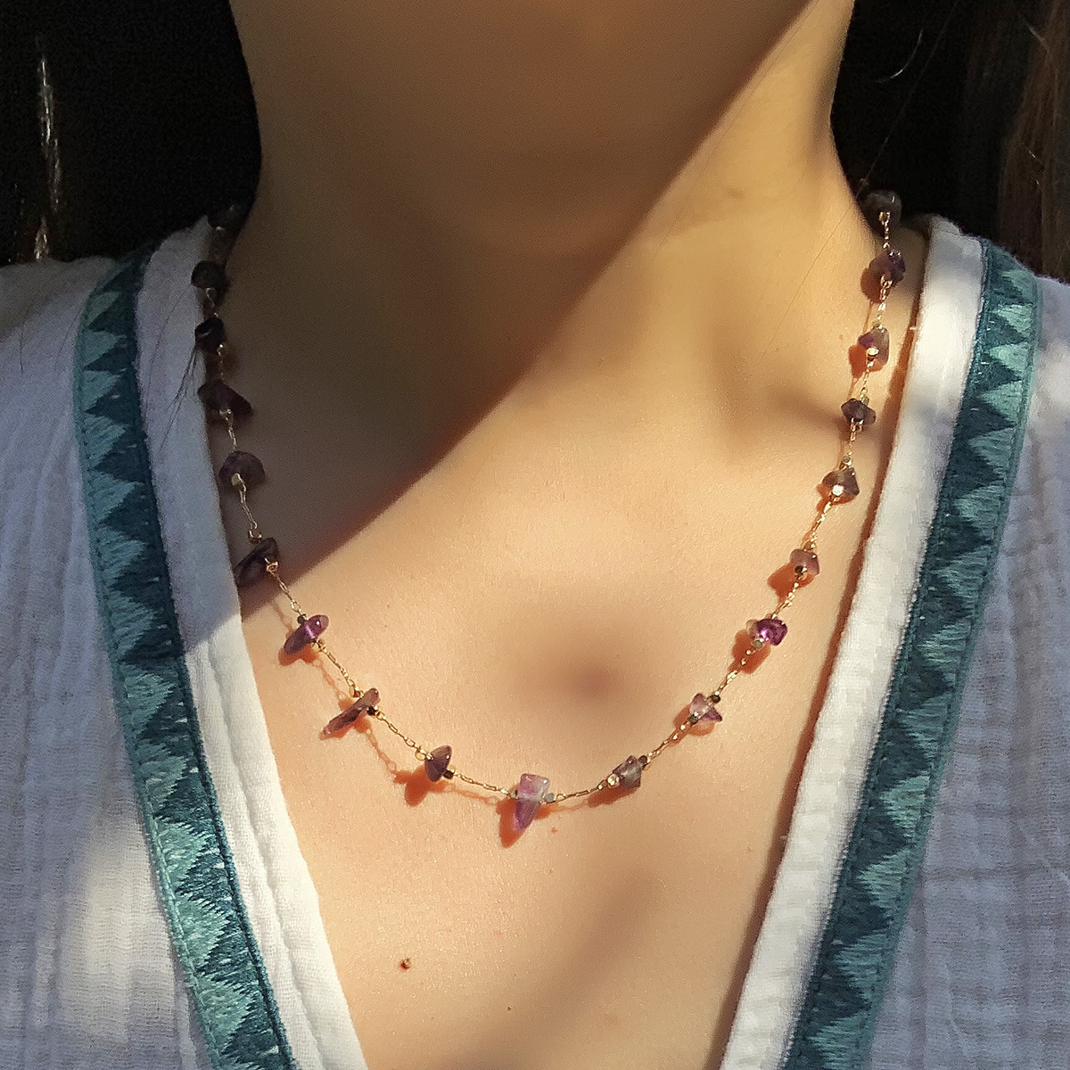 Fashion Amethyst Stone Copper Fine Necklace Wholesale Nihaojewelry