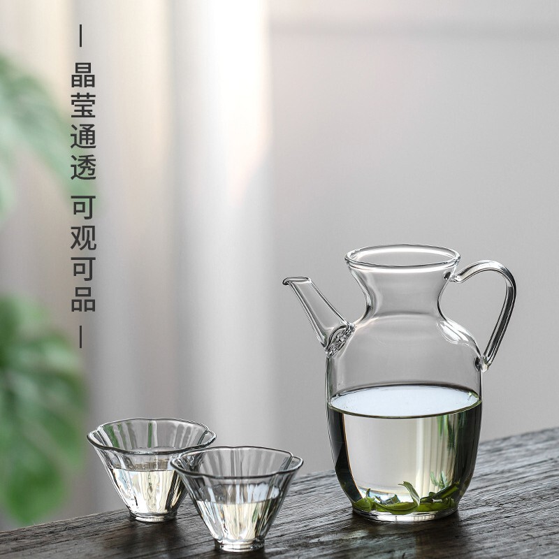 Glass Imitation Song Dynasty Teapot, Green Tea Pot, Heat-Resistant, Creative, with Built-In Filter, Small Green Tangerine Hand-Painted Craftsmanship, Tea-Water Separation