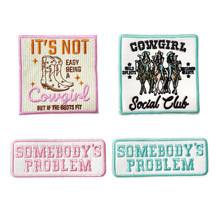 牛仔女郎俱乐部西部女孩风刺绣布贴绣花章补丁贴用于衣服牛仔裤