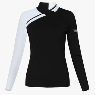New Autumn and Winter Golf Ladies Long-Sleeved Slim T-Shirt Outdoor Sports Round Neck Jersey Contrast Color