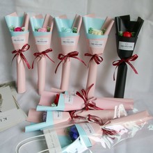 跨境母亲节玫瑰香皂花单支带叶仿真花七夕情人节活动圣诞教师小礼