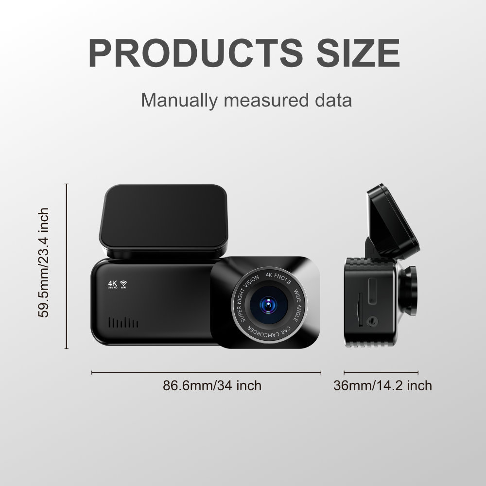 2026 Hot-Selling Temu Cross-Border 4K Front and Rear Dual Recording 170-Degree High-Definition Night Vision Dash Cam with 5g Wifi