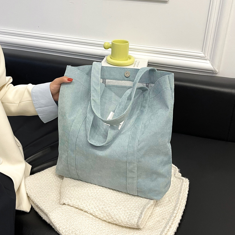 Bolso tote de pana vintage estilo chic, bolso grande de hombro para verano, retro, para estudiantes image 9