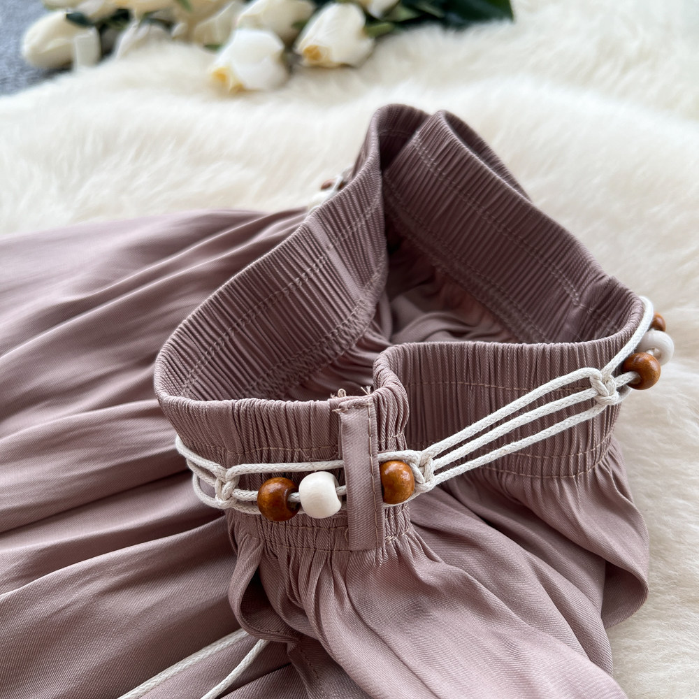 High-Waisted Wide-Leg Pants Korean Style Casual Women's Elastic Waistband Flattering Relaxed Fit For Commuting_ecoleips.com