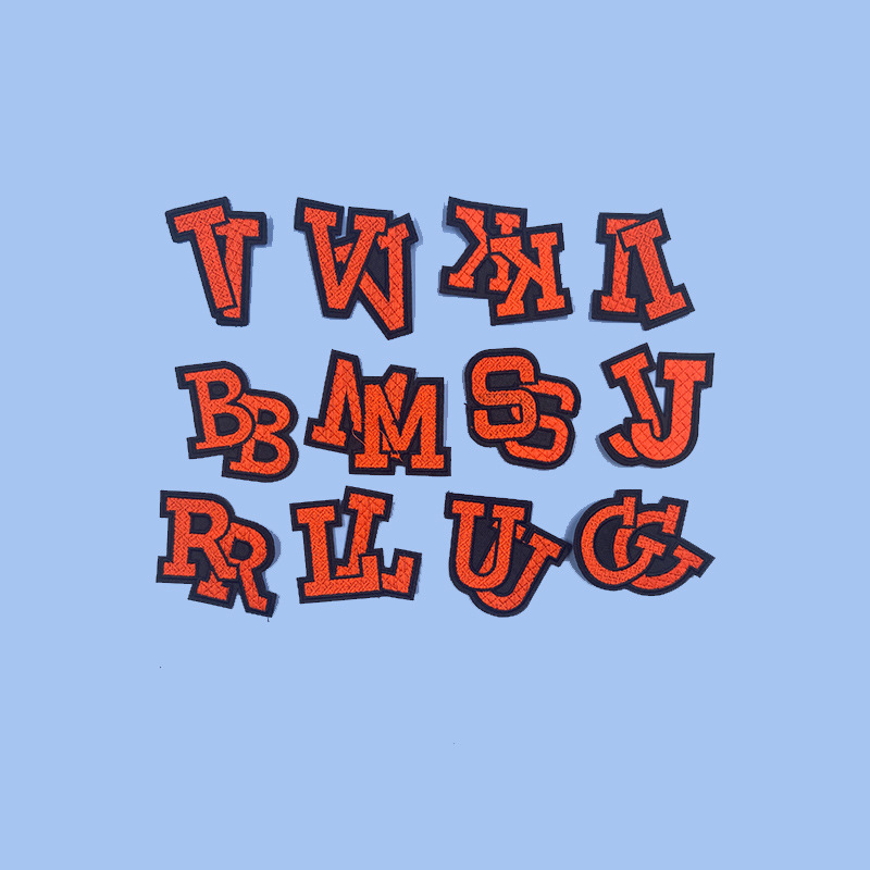 现货彩色英文字母 双字母刺绣补丁贴 服装箱包装饰布贴