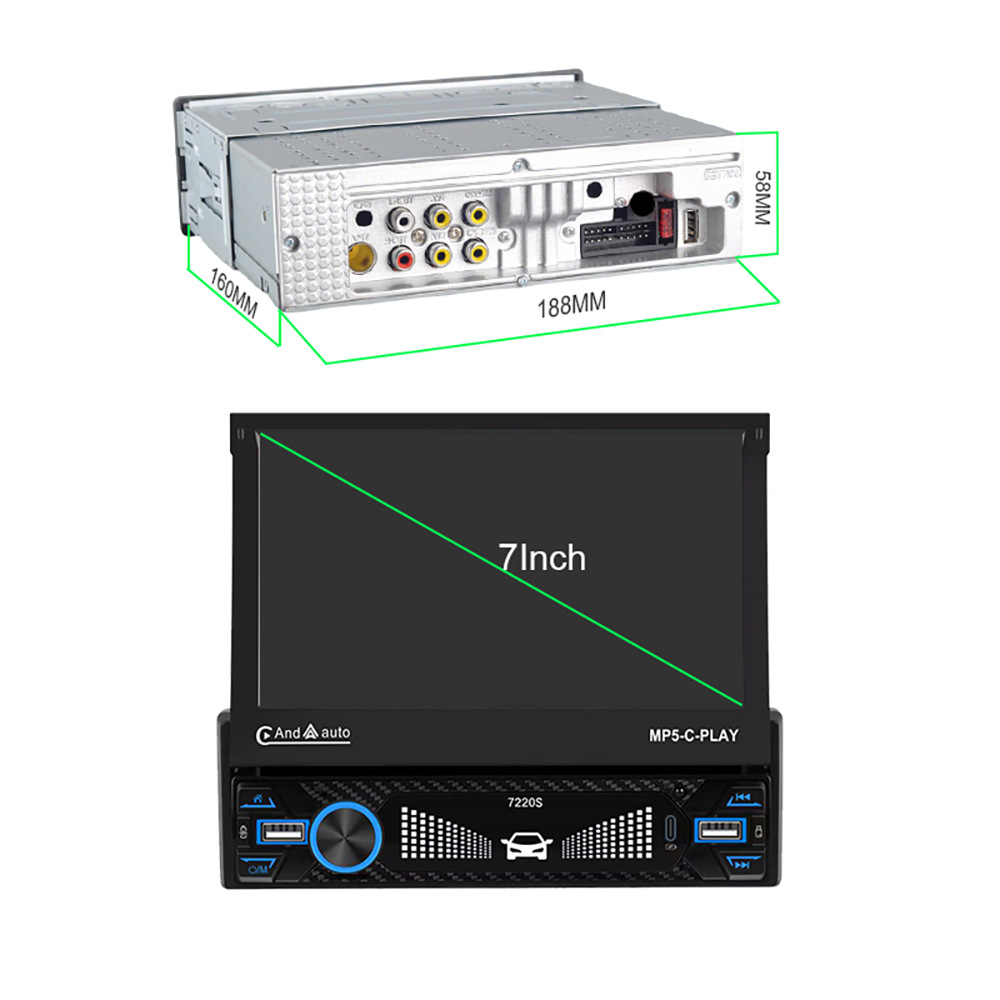 7220S Car 7inch Manual Single-Disc Telescopic Universal In-Car Mp5 Player Mp3 Card Slot Radio Audio System