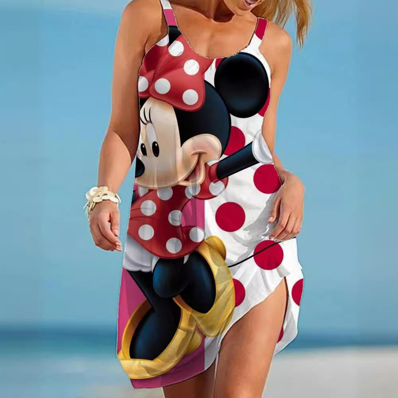 2025 Summer New Hawaiian Style Strap Dress 3D Digital Print Fashionable Loose Cute Strap Dress