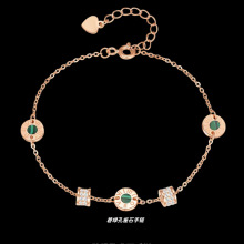 925纯银祖母绿手链精致锆石简约高级感手链招财转运小蛮腰手链