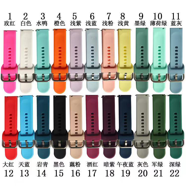 Para Samsung Galaxy reloj Active2 correa de silicona de color sólido 20/22mm correa universal en stock