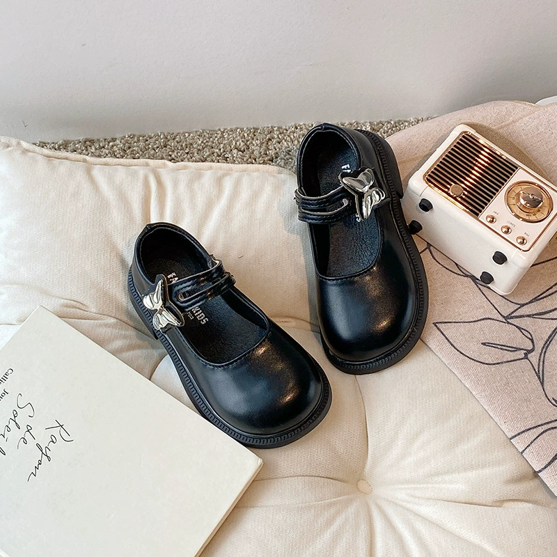 Кожаная обувь для девочек 2024 осень новая детская обувь принцессы модная детская обувь