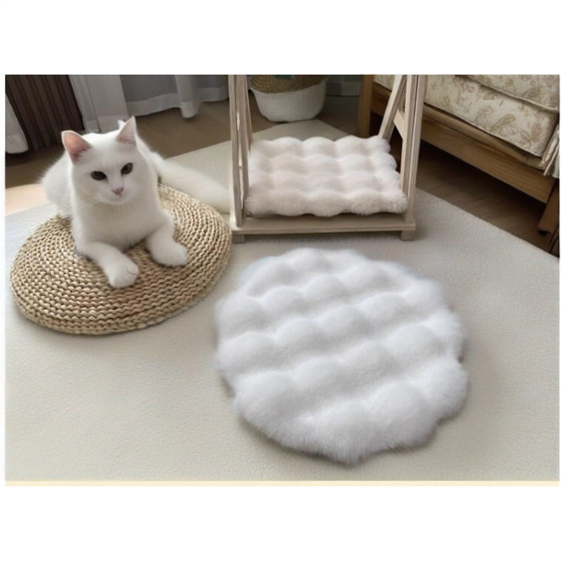 猫咪睡觉垫猫窝垫子兔毛绒圆形狗窝搭配毯子秋冬保暖坐垫宠物用品|undefined