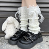 Lolita white knitting Autumn and winter keep warm Calf socks solar system Sweet girl girl lovely bow Piles of socks