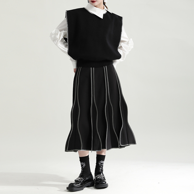 Zhongchuang 2025 春の新フリル長袖シャツ改良された中国風の非対称襟ミッドレングスシャツ女性のための