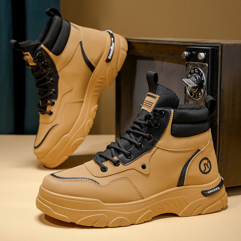 BOTAS Martin de alta gama patentadas zapatos masculinos otoño 2025 nuevas tendencias masculinas zapatos de trabajo 100 zapatos de moda de botas cortas de fondo grueso