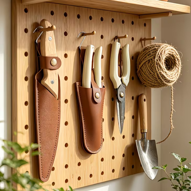 Vintage Leather Knife Sheath with Belt, Thick Leather Gardening Pruning Shears Pouch, Portable Floral Tool Protective Case