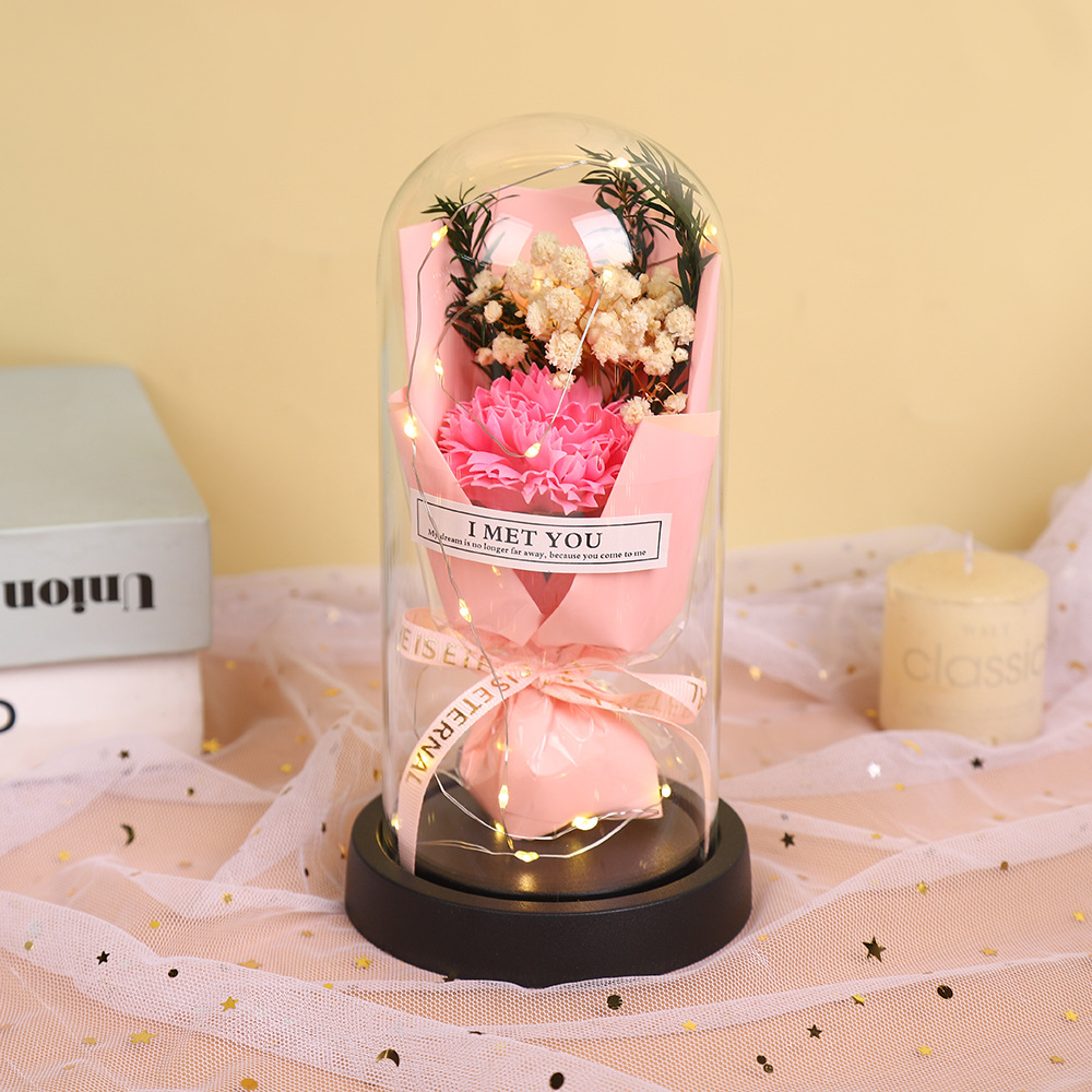 Fábrica al por mayor 520 regalos de día de San Valentín copa de vidrio eterno flores de jabón de rosas para enviar adornos exquisitos para amigos