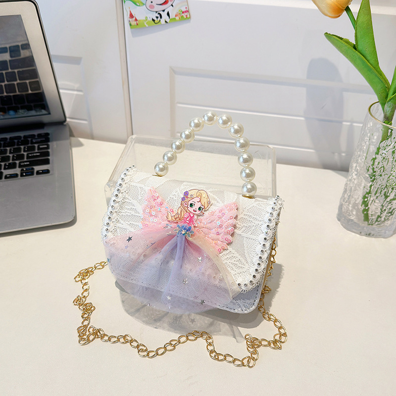 Bagos de hombro para niños primavera y verano frescos bolsos de perlas para niñas Aisha pequeña princesa bolsos de mochila de estilo extranjero