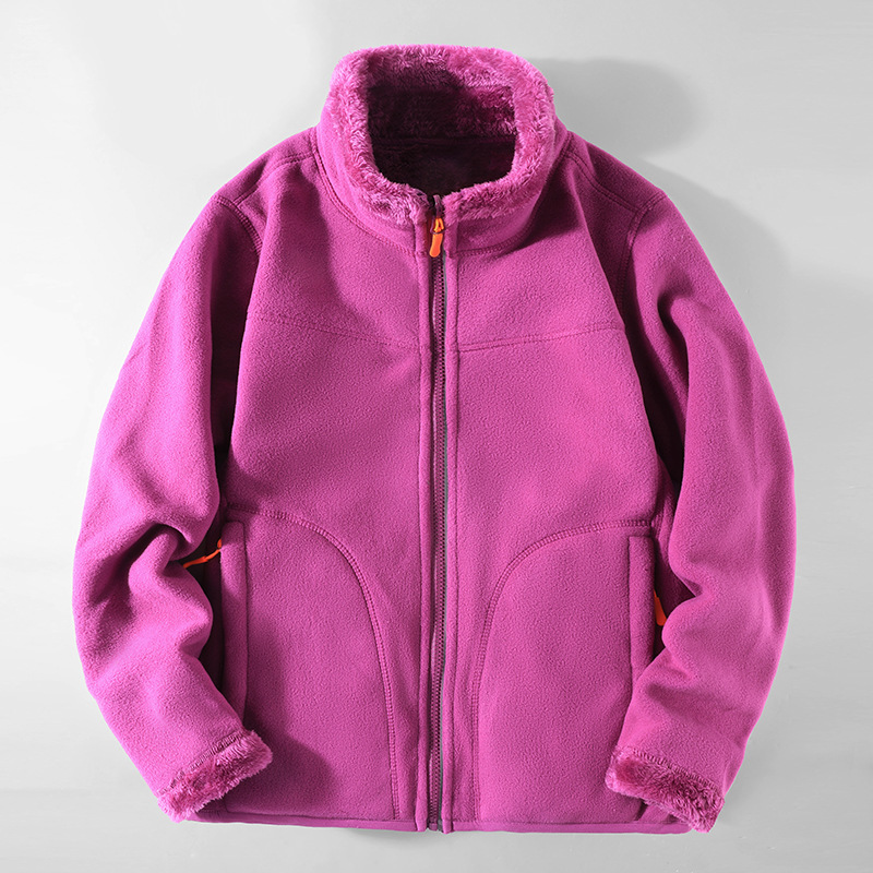 Doble cara para uso de pareja al aire libre chaqueta de terciopelo para hombres y mujeres otoño y invierno más terciopelo grueso abrigo de terciopelo de coral cálido chaqueta de terciopelo de grano agitado