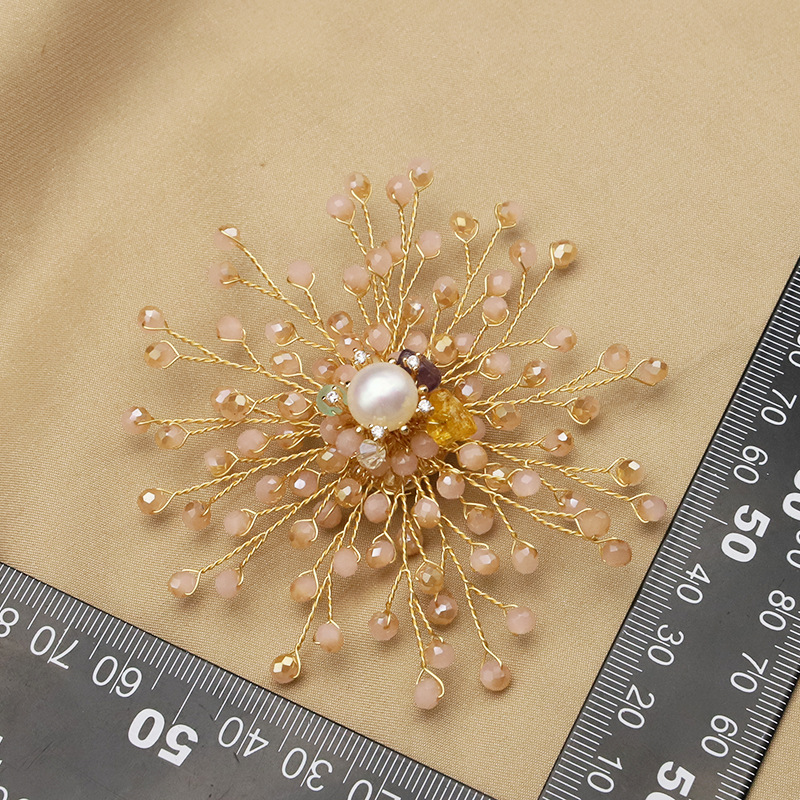 Natural perla broche de alto grado nicho champán Rosa colorido broche de alta gama retro girasol venta al por mayor image 6