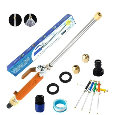 gun spray gun, High pressure car wash water gun - set-5-orange-water-gun-2-nozzles-1-black-connector-2-gaskets-1-tape-1-blue-quick-connector