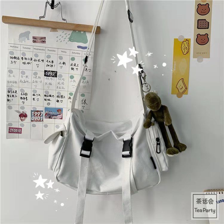 韓国chiレトロ工装香港風学生キャンバスバッグ男ulzzang中性日系原宿女性ショルダーバッグ|undefined
