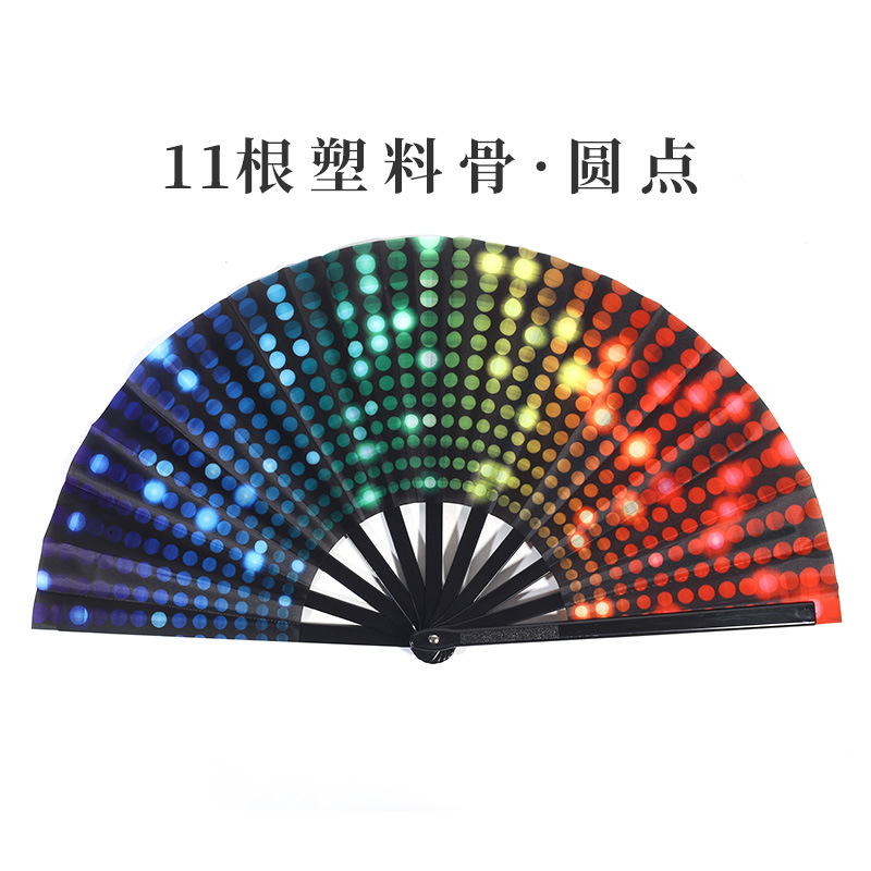 Inventario de 33 cm gran ventilador de plástico hueso ventilador publicitario patrón personalizado Amazon europeo 10 pulgadas ventilador kung fu
