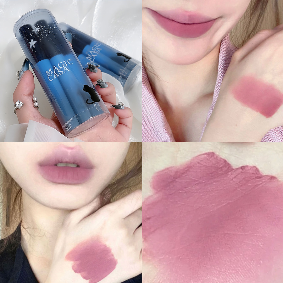 MAGIC CASA Five-piece Lip Gloss Set, Starry Sky Lip Gloss Set, Matte and Glossy Lipstick undefined
