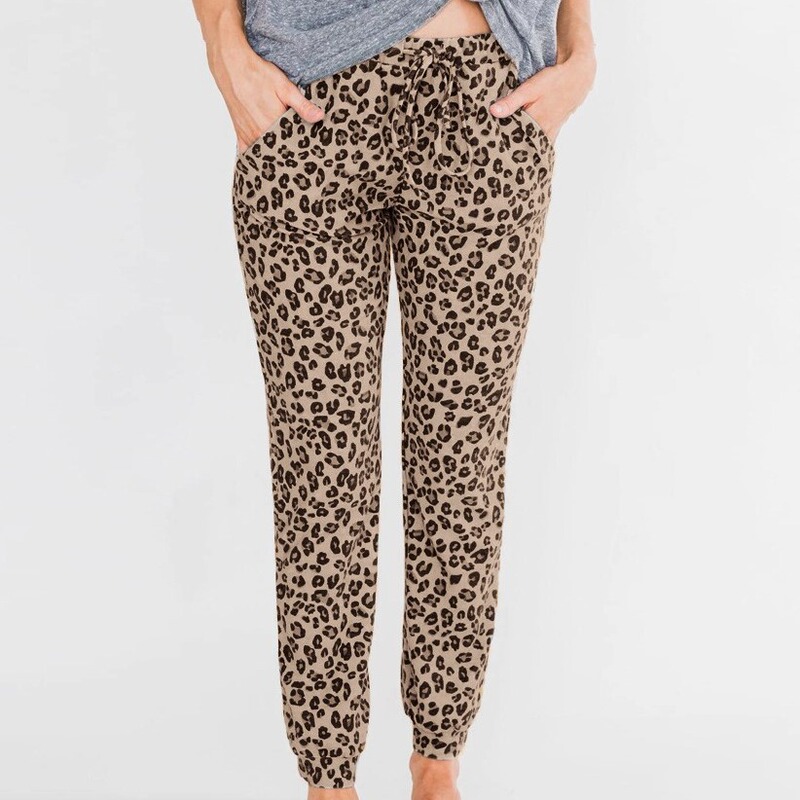 2021 AliExpress Amazon High-selling Leopard-print Drawstring Elastic Waist Jogging Women's Ankle-length Pants