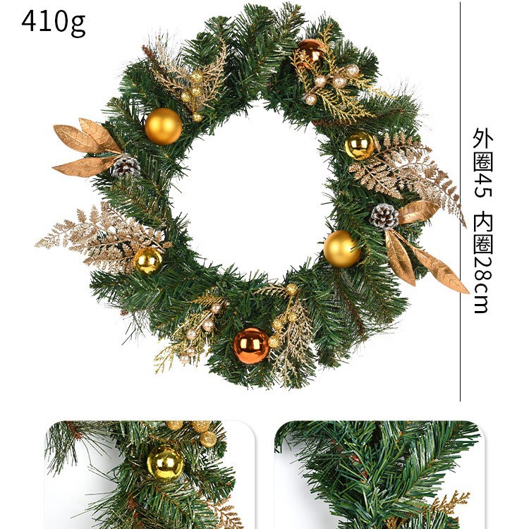 Decoraciones de Navidad guirlandas puertas colgadas pinos golden curry bolas de fruta roja red