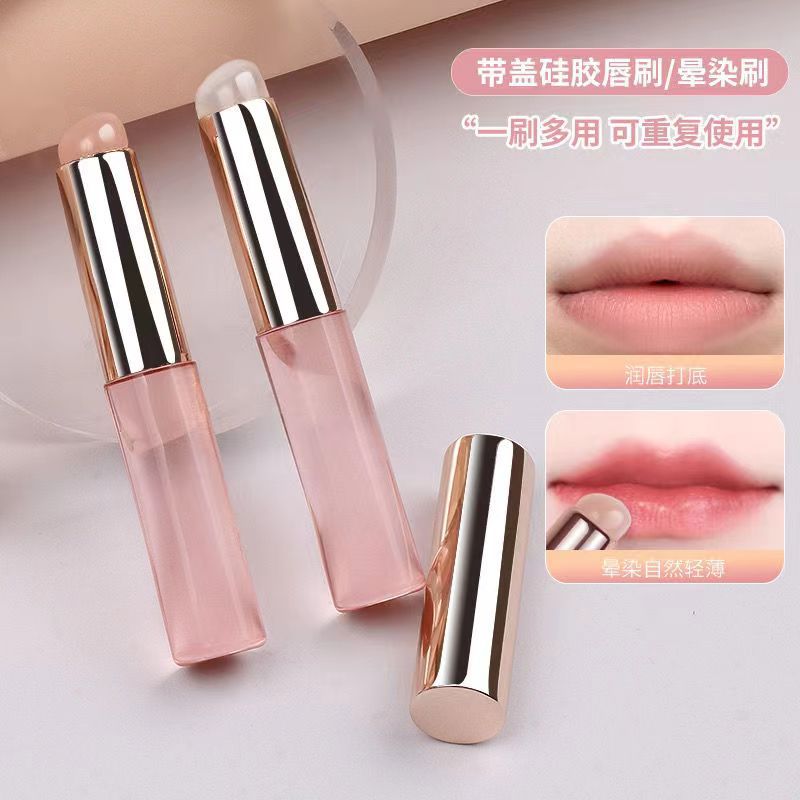 New transparent silicone lip brush with cover lipstick brush concealer brush blooming brush super soft silicone makeup brush beauty tools